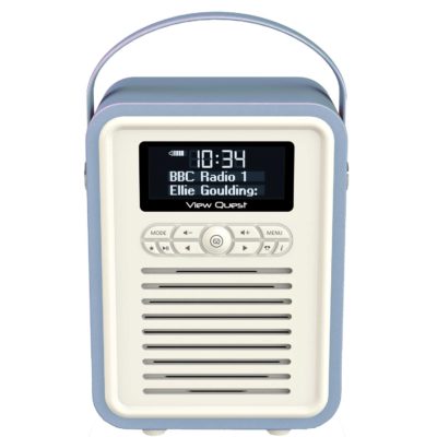 VQ Retro Mini Blue - Stylish DAB/DAB+/FM Radio and Bluetooth Speaker with Aux-In  Clock and Duo Alarm